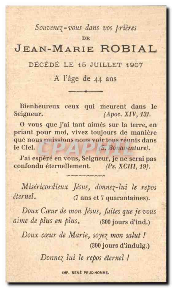 Image pieuse Jean Marie Robial 