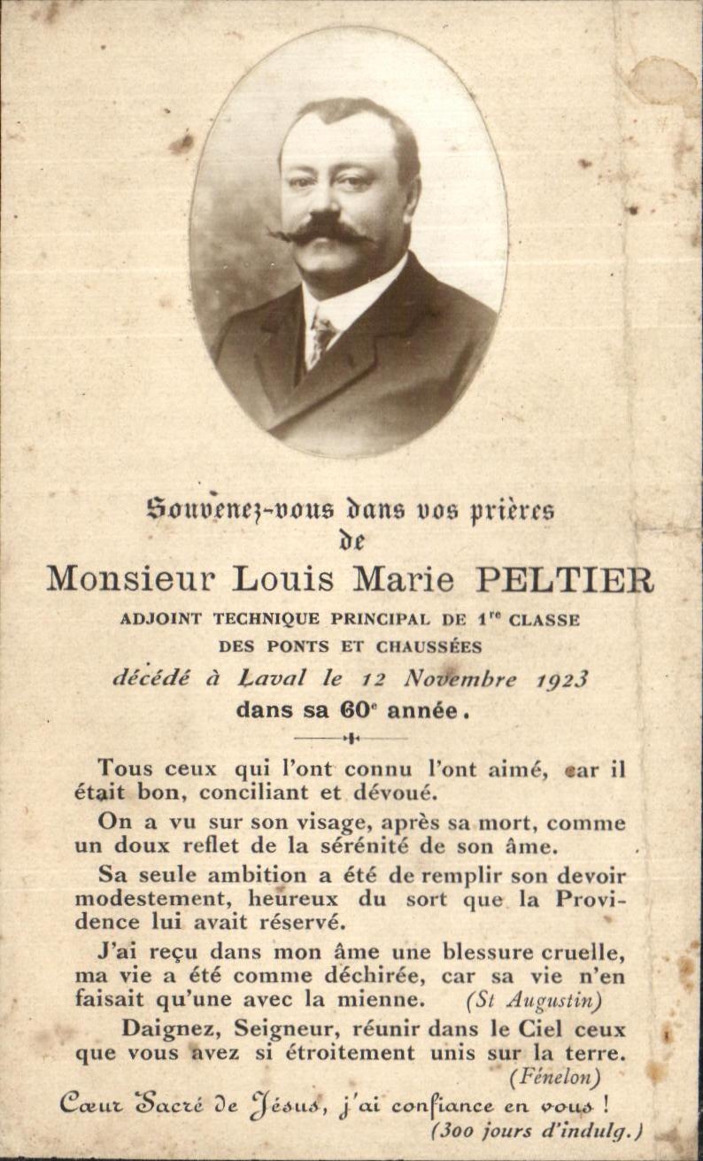 Image pieuse Monsieur Lonis Marie Peltier Laval Ponts et Chaussees