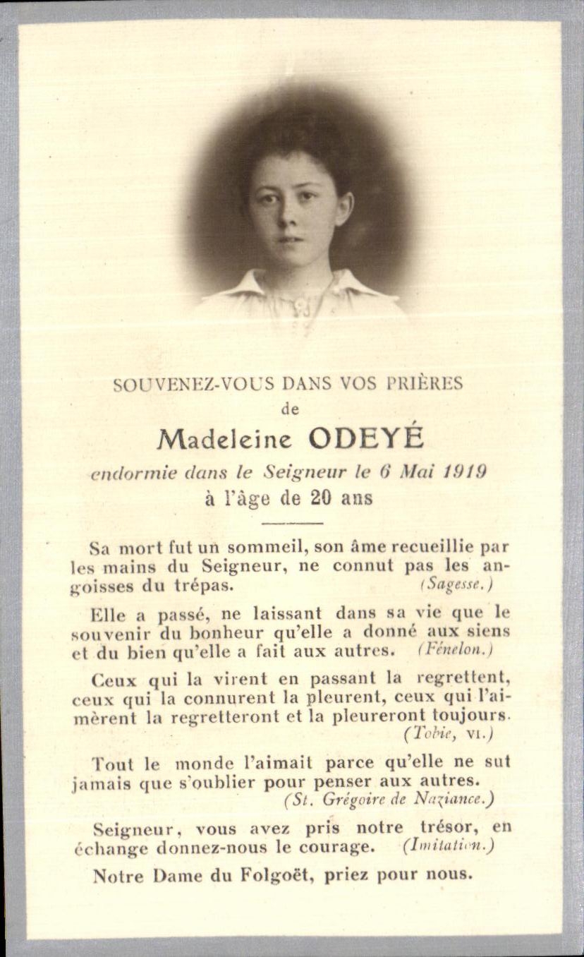 Image pieuse madeleine Odeye 