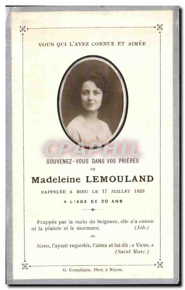 Image pieuse Madeleine Lemouland 