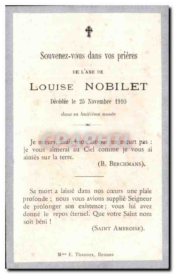 Image pieuse Louise Nobilet 