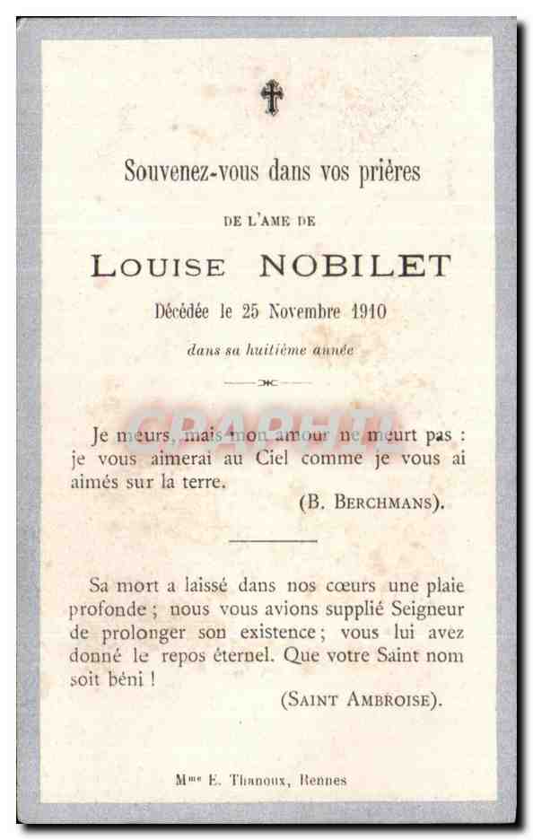 Image pieuse Louise Nobilet 