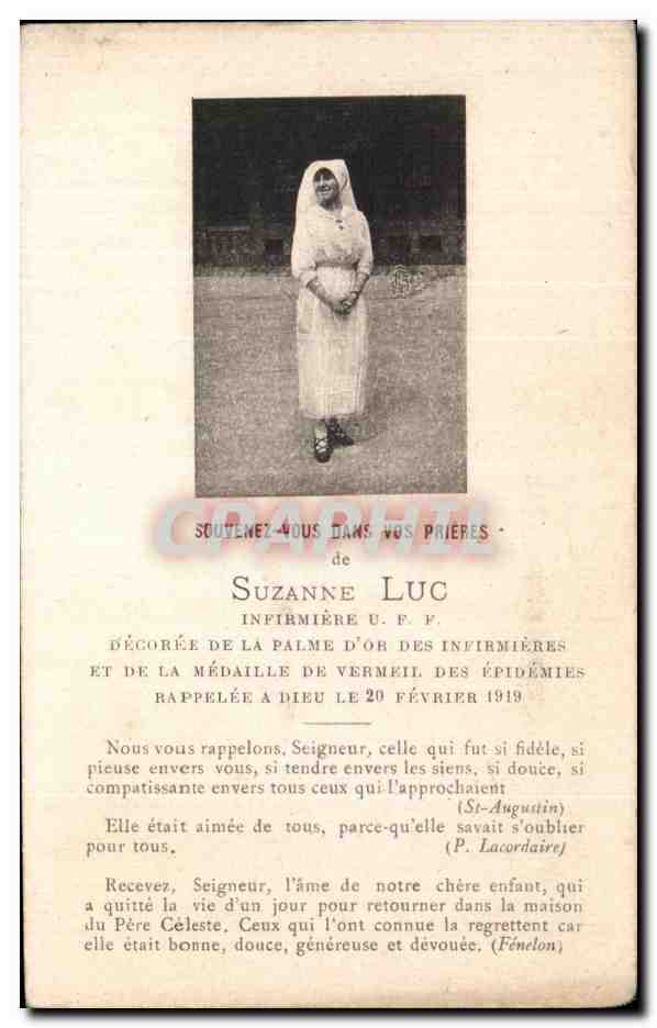 Image pieuse Suzanne Luc Infirmiere