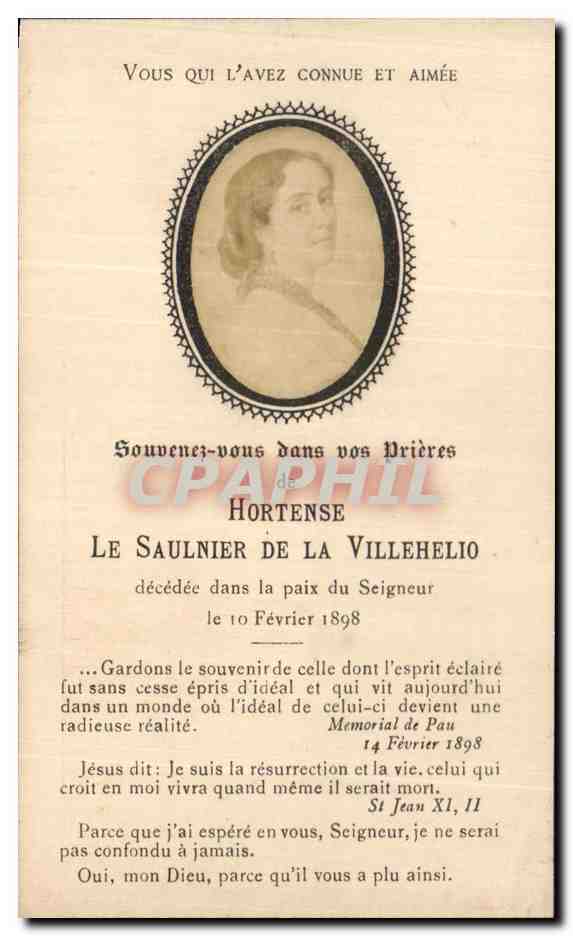Image pieuse imee Hortense Le Saulnier de la Villehelio