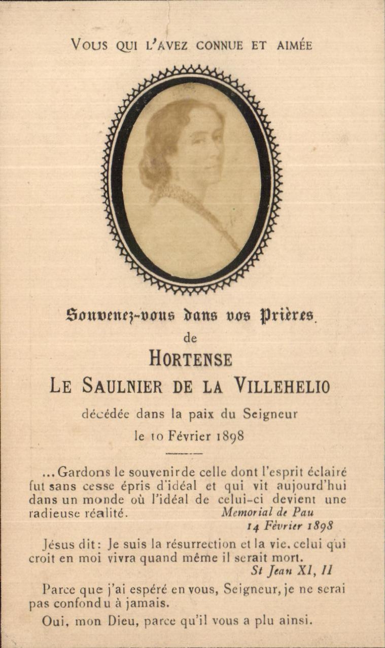 Image pieuse Aimee Hortense Le Saulnier de la Villehelio