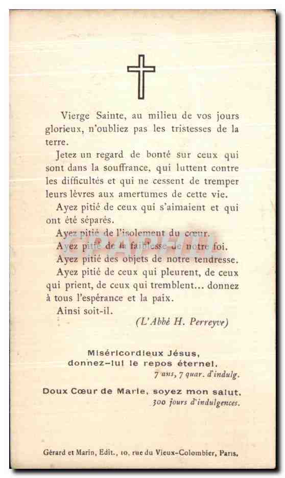 Image pieuse Jacques Papin Officier Des Haras Militaria Cavalerie de reserve  — Verso
