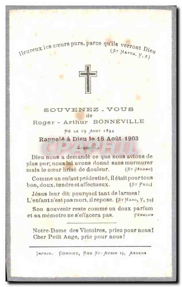 Image pieuse Roger Arthur Bonneville 