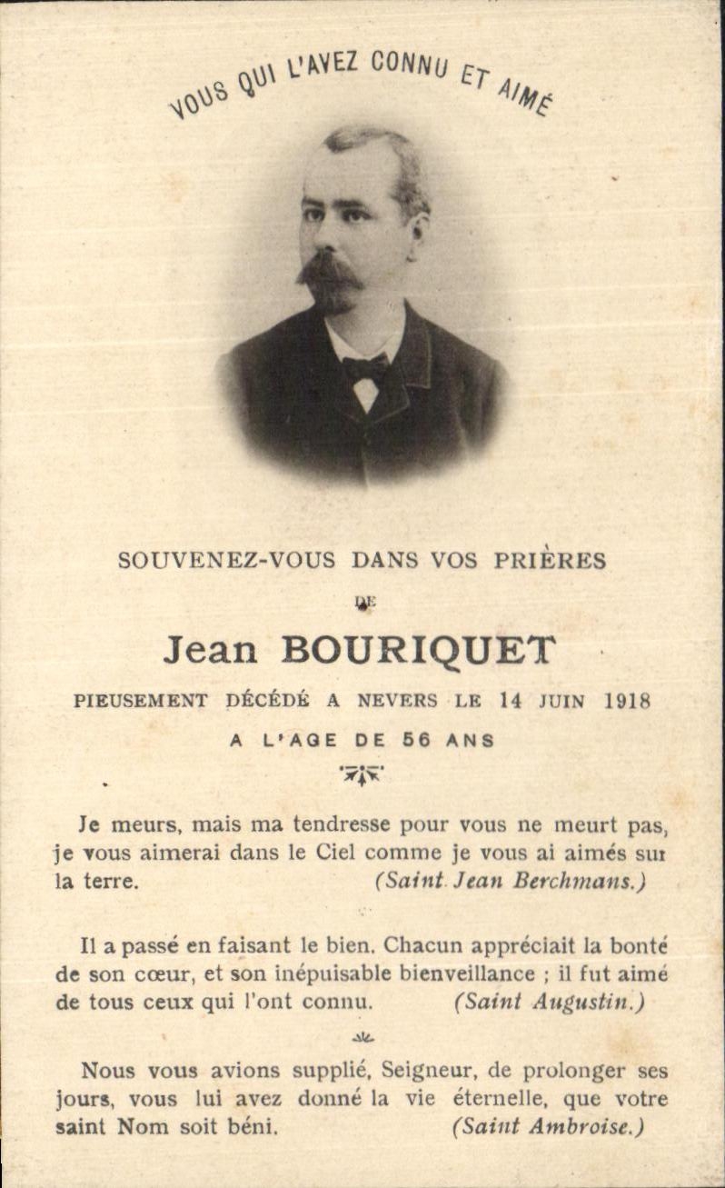 Image pieuse Jean Bouriquet Nevers