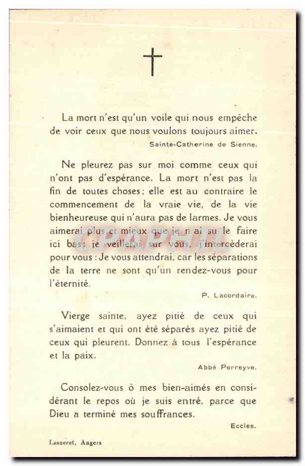 Image pieuse Robert Choppin  — Verso