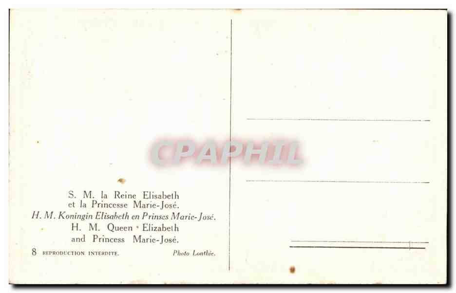 Reine Elisabeth et Princesse Marie-José — Photo Loanthie, n°8 — Verso