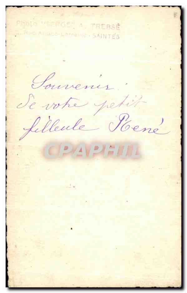 CARTE PHOTO couple Enfants Folklore  — Verso