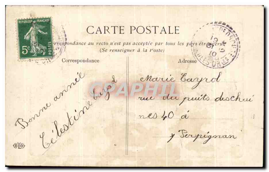 CPA Fantaisie Enfant Fille Fleurs  — Rückseite
