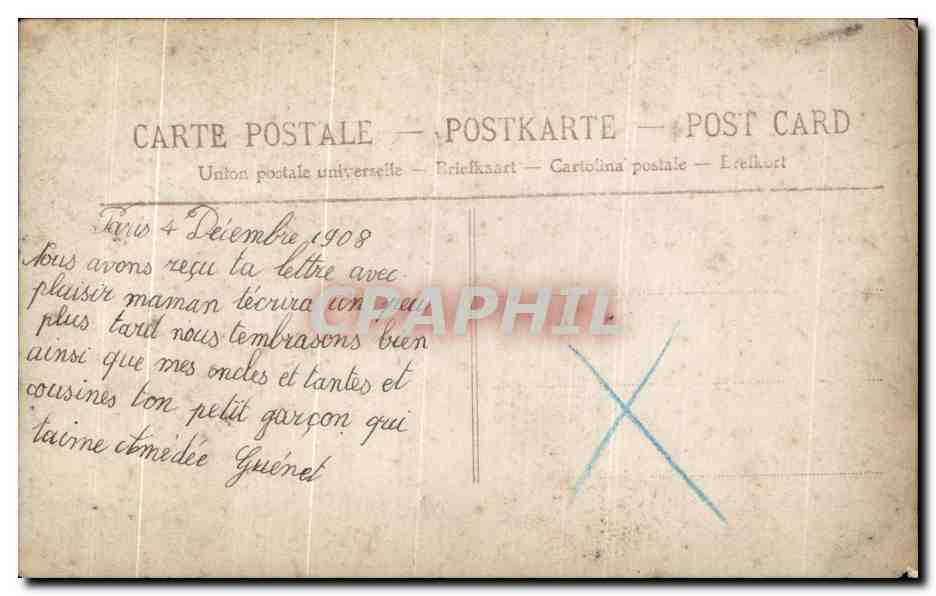 CPA Fantaisie Enfant Oiseau Un baiser — Verso