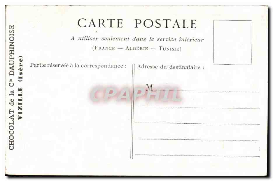 CPA Fantaisie Enfants chocolat de la Dauphinoise Vizille — Rückseite