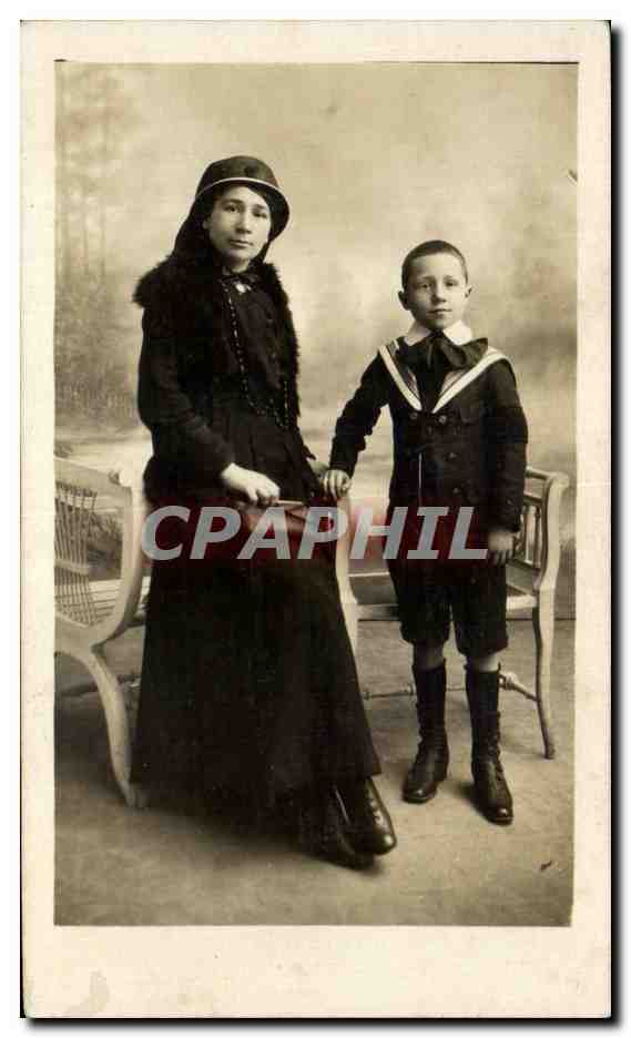 CARTE PHOTO Enfant et femme Narbonne 1917 Vaquer