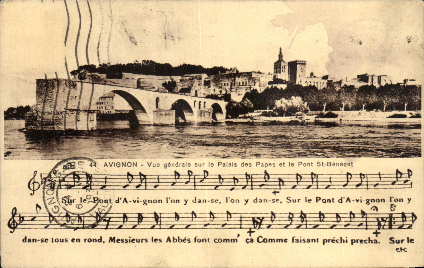 CPA Avignon Vue Generale De Palais Des Papes et le pont de Benezet