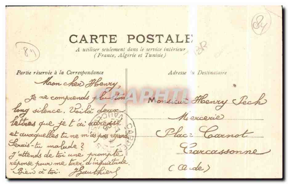 CPA Carpentras Chapelle de L'Hotel Dieu — Rückseite