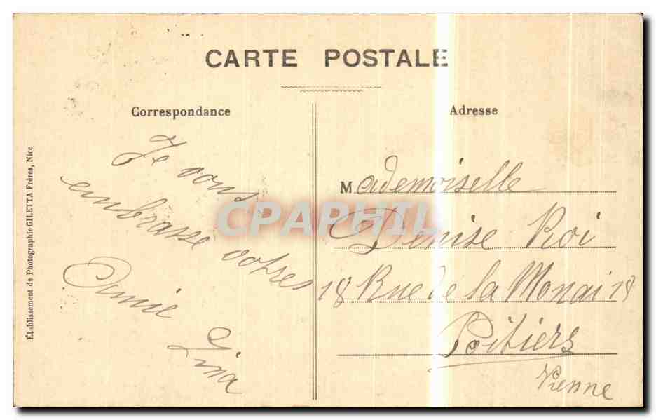 CPA Carlton Hotel Cannes — Verso