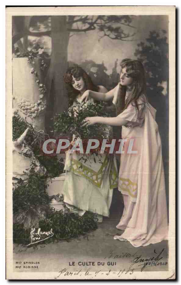 Le Culte du Gui — scène de deux femmes en robe antique — éditeur Spindler & Robinne, Paris