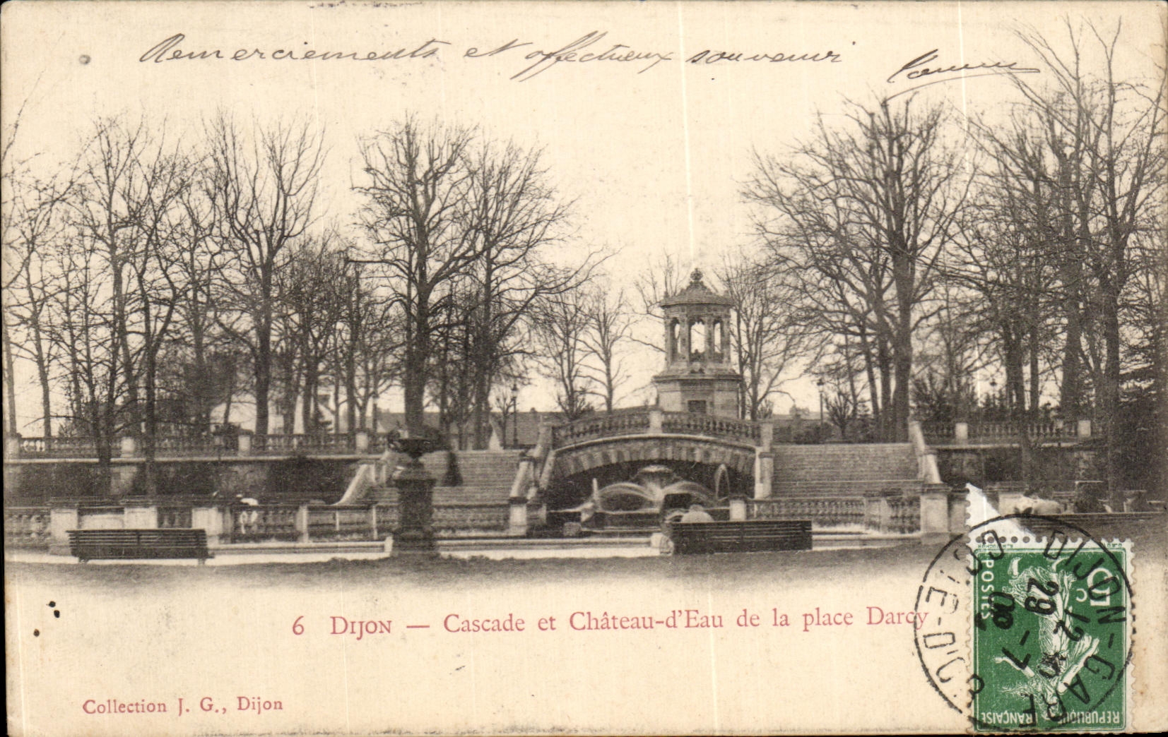 Dijon — Cascade et Château-d'Eau de la place Darcy — Éditeur J.G., n°6