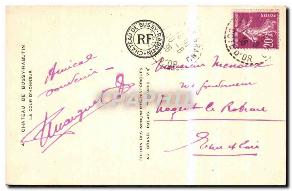 CPA Chateau De Bussy Rabutin La Cour D'Honneur — Back