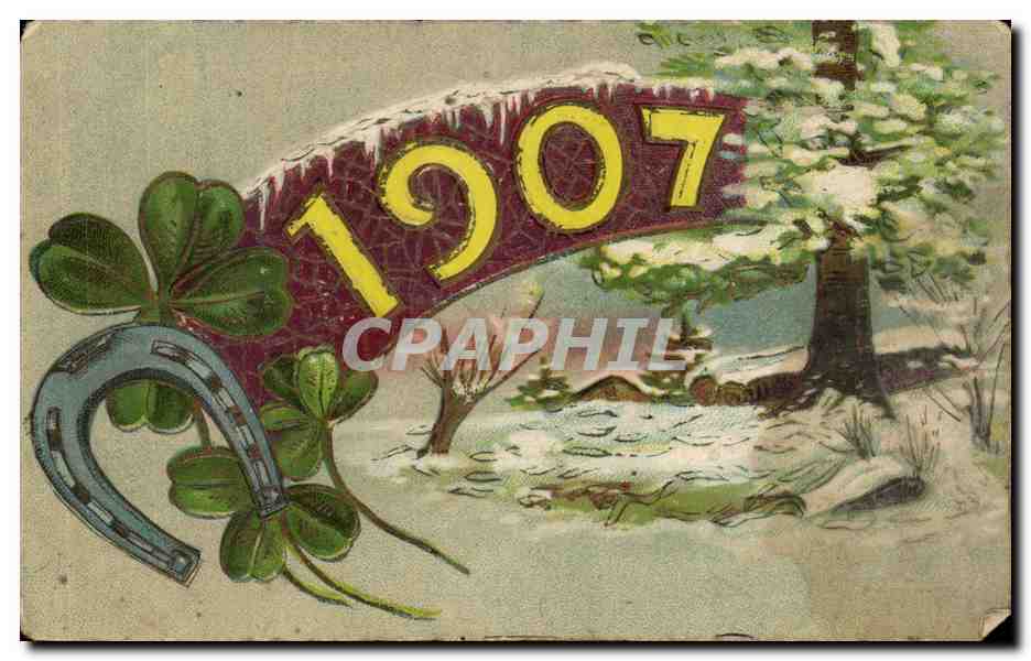 CPA Fantaisie Annee 1907 Trefle Feer a cheval