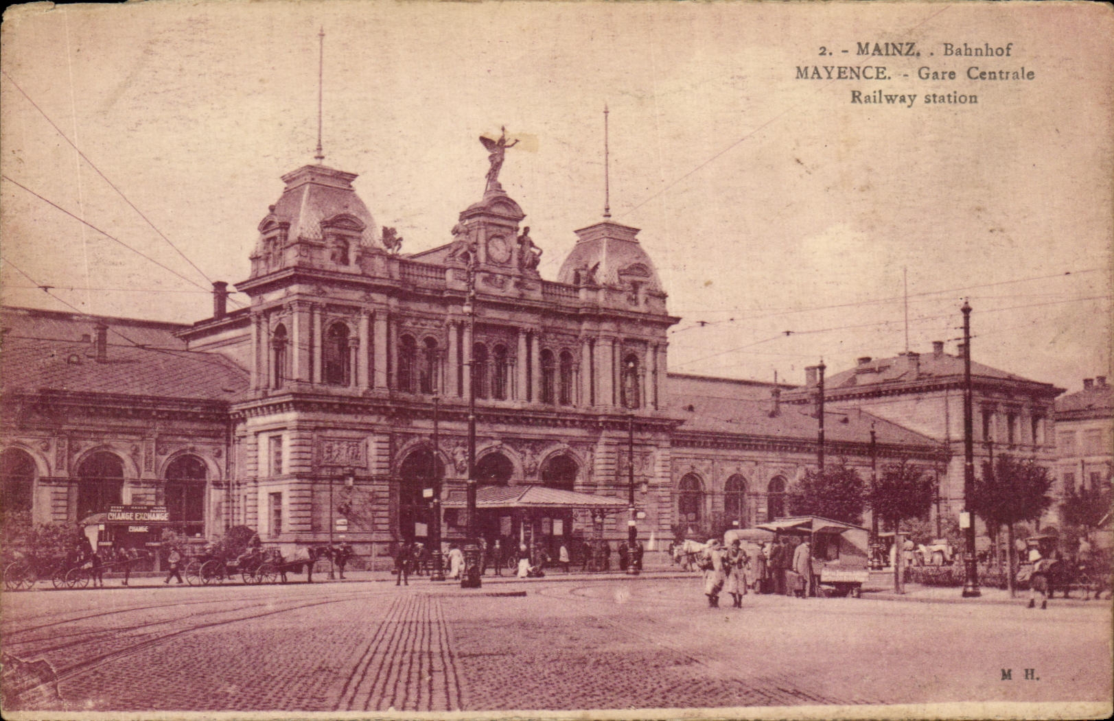 CPA Mainz Bahnhof Mayence Gare Centrale Railway Station