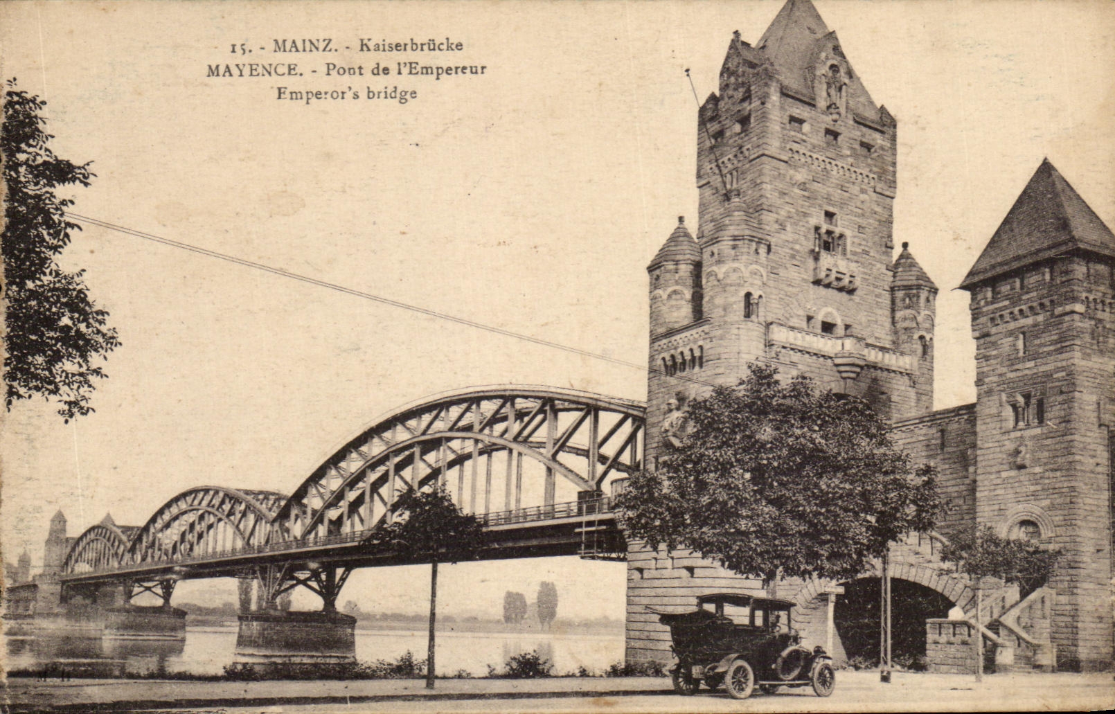 CPA Mainz Kaiserbrucke Mayence Pont de l'Empereur Automobile