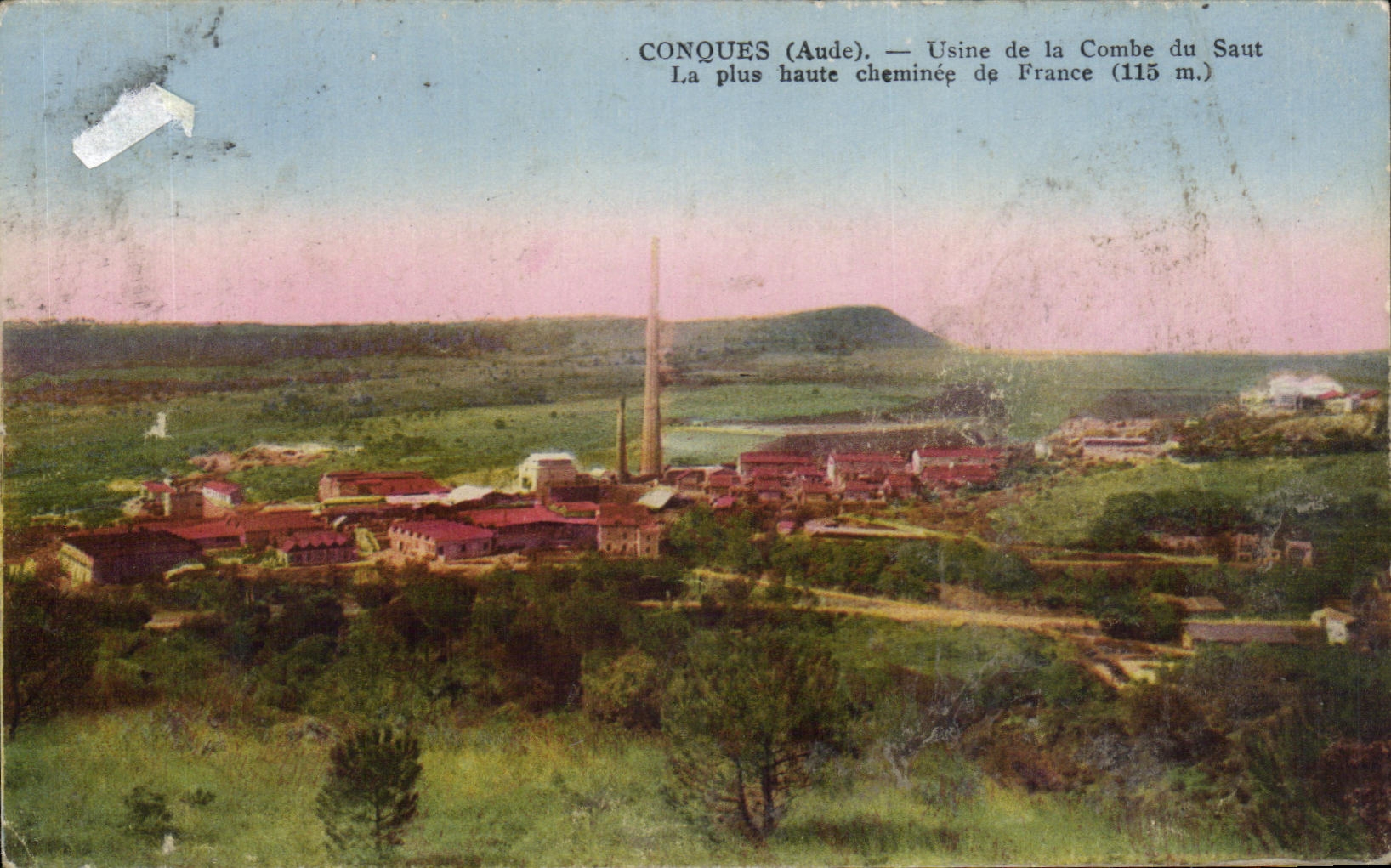CPA Conques Usine de la Combe du Saut La Plus Haute Cheminee de France