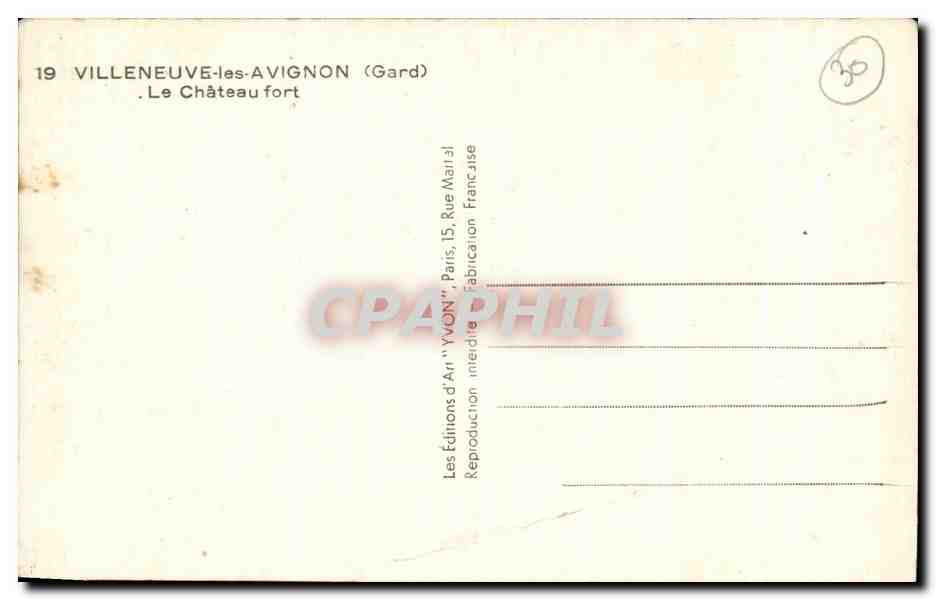 CPA Villeneuve les Avignon Le Chateau fort — Rückseite