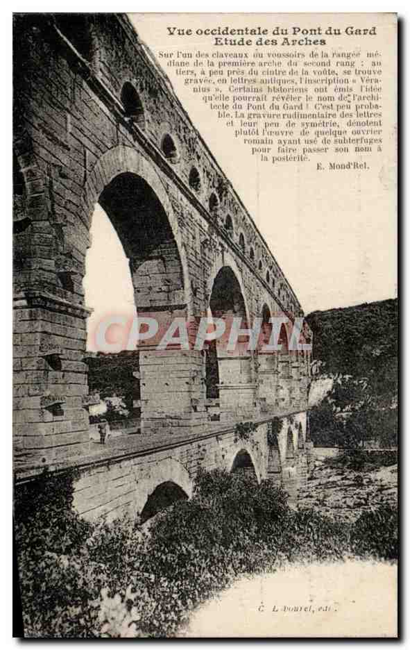 Pont du Gard — Vue occidentale du Pont du Gard — G. L. Lourcel, éd.