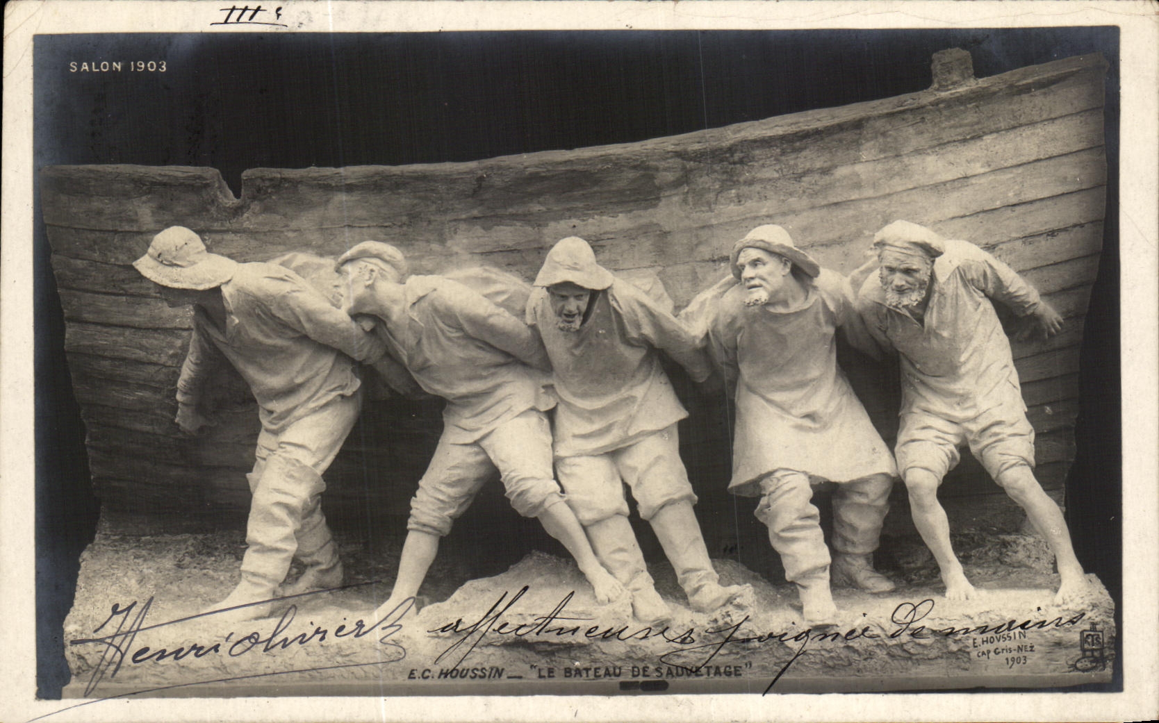 CPA Fantaisie Houssin Le bateau de sauvetage Salon 1903 Marins 