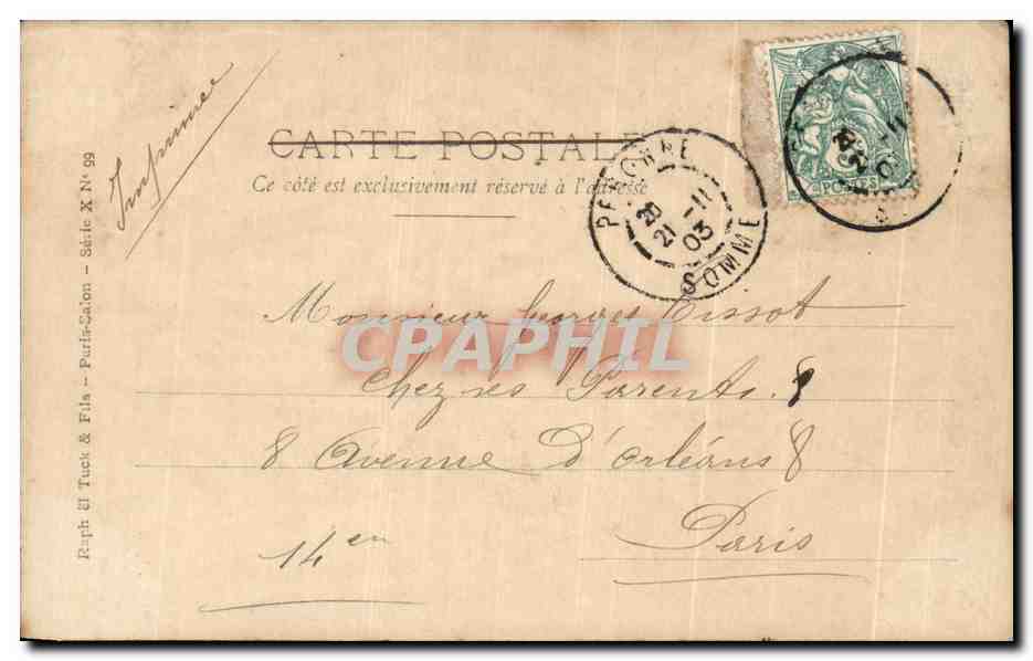 CPA Fantaisie Houssin Le bateau de sauvetage Salon 1903 Marins  — Rückseite