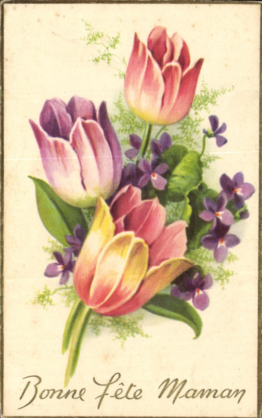 CPA Fantaisie Fleurs Bonne fete maman