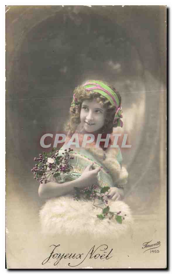 CPA Fantaisie Fleurs Enfant Fille Joyeux Noel