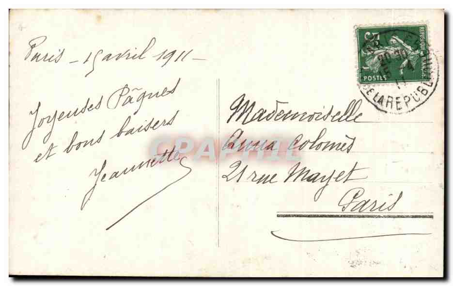 CPA Fantaisie Enfant Joyeuses Paques oeufs — Rückseite