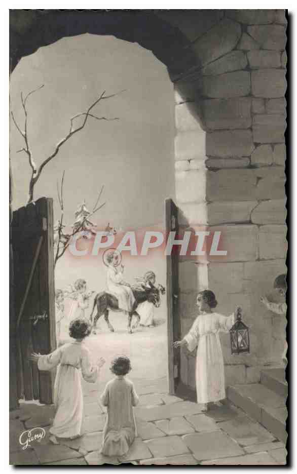 CPA Fantaisie Enfants Ane Jesus 