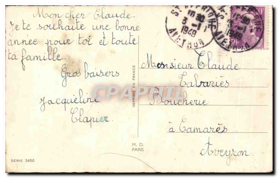 CPA Fantaisie Bonne Annee Couple chien — Rückseite