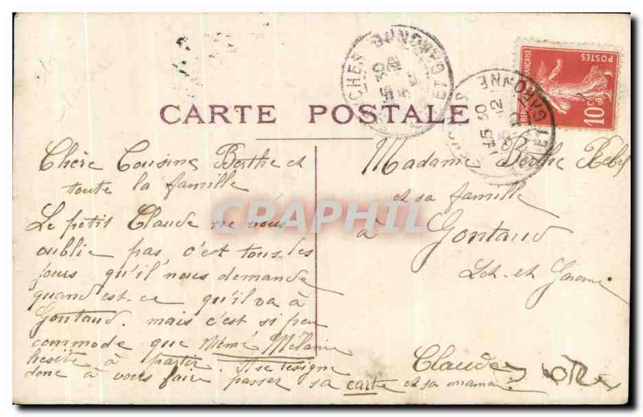CPA Fantaisie Un Baiser Enfant — Verso