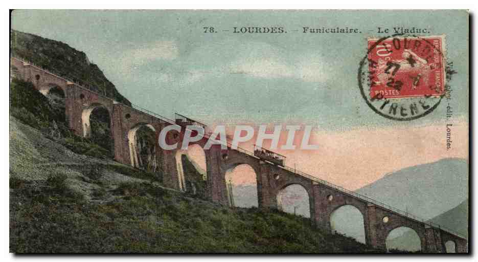 CPA Lourdes Funiculaire Le Viaduc
