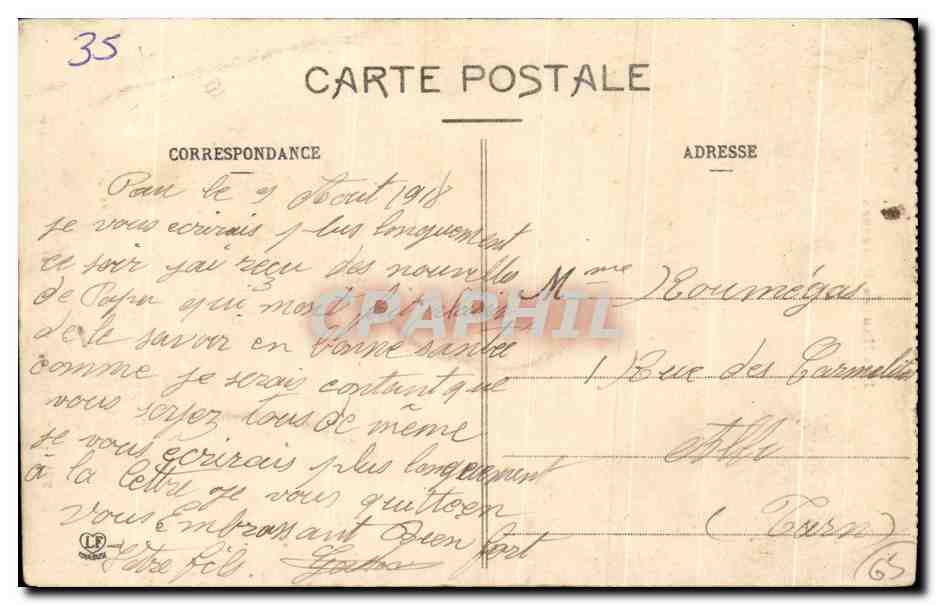 CPA Lourdes Gare De Depart du Funiculaire — Verso