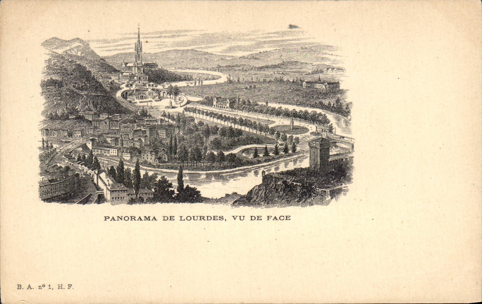 CPA Panorama De Lourdes Vu De Face