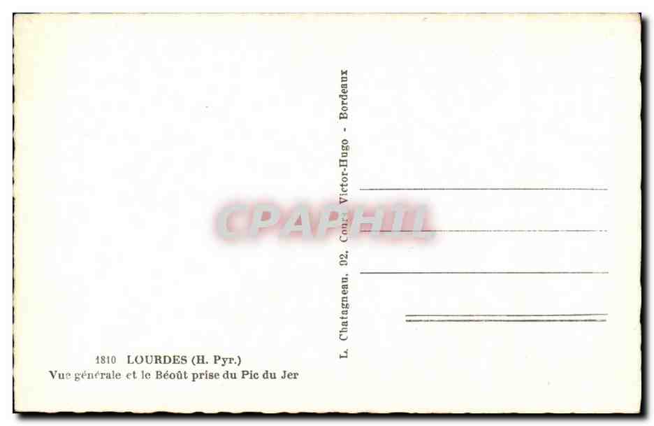 CPA Lourdes Vue generale et le Beout Prise du Pic du Jer — Verso