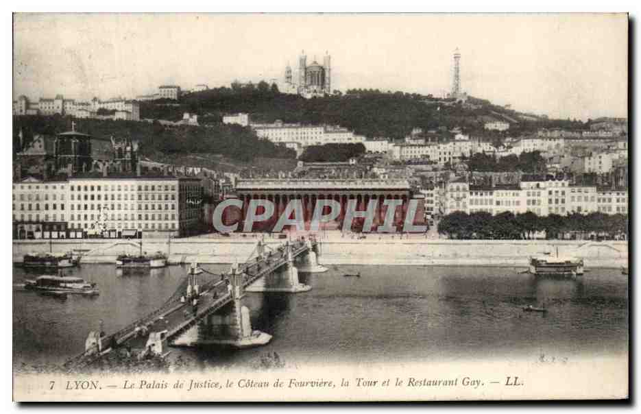CPA Lyon Le Palais de Justice le Coteau de Fourviere la Tour et le restaurant Gay