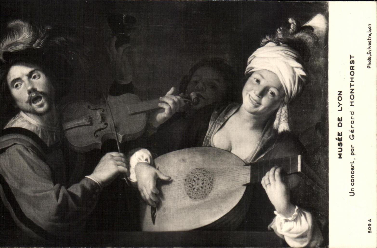 CPA Musee De Lyon Un concert Gerard Honthorst Violon 