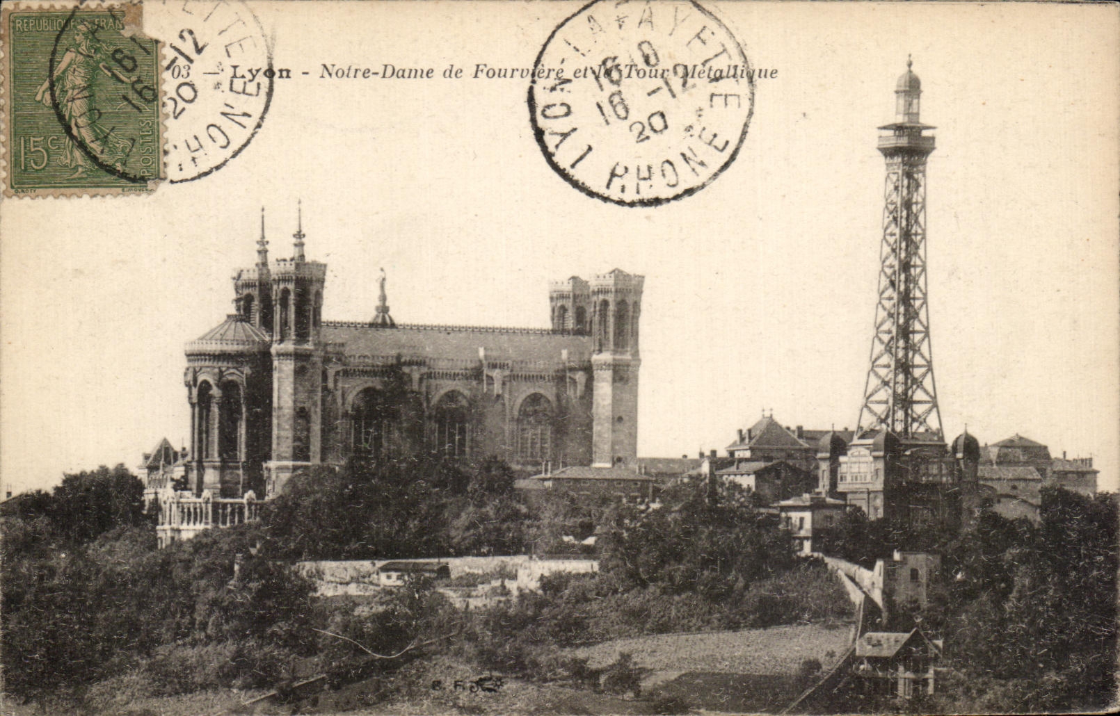 Lyon - Notre-Dame de Fourvière et la Tour Métallique — éditeur E. F. P.