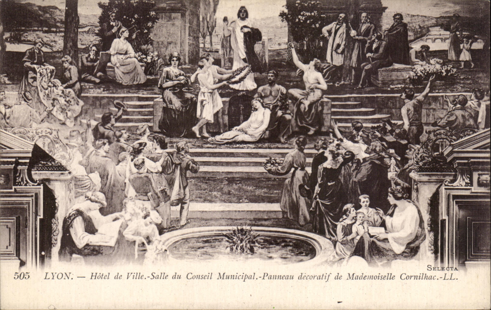 LYON — City Hall. Council Chamber — Decorative Panel by Mademoiselle Cornilhac. LL. Sélecta.