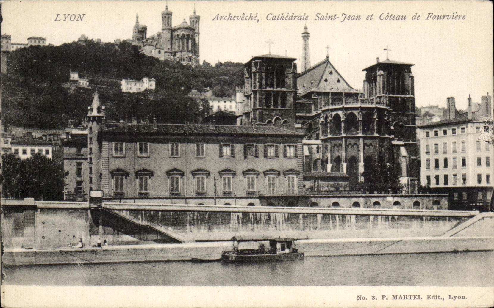 Lyon — Archevêché, Cathédrale Saint-Jean et Côteau de Fourvière — P. Martel Edit., Lyon, n°3