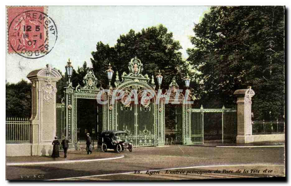 Lyon - Main entrance of Parc de la Tête d'Or — publisher L.V. Kéer, no. 25