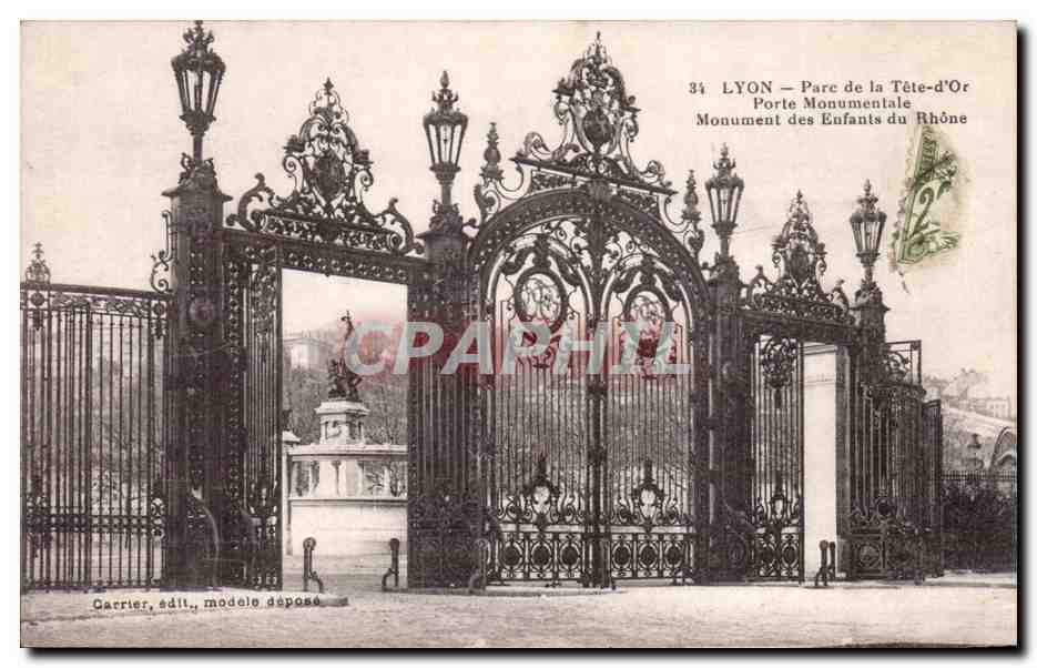 LYON — Parc de la Tête-d'Or — Monumental Gate of the Children of the Rhône Monument — Carrière, publisher, model registered